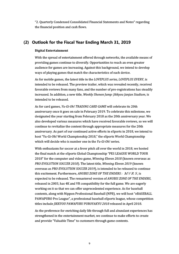 Financial Statements 1Q FY2019 of No.009